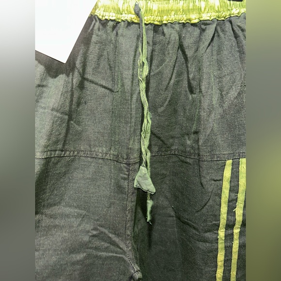 100% Cotton Boho Green Namaste Pants - Picture 3 of 11